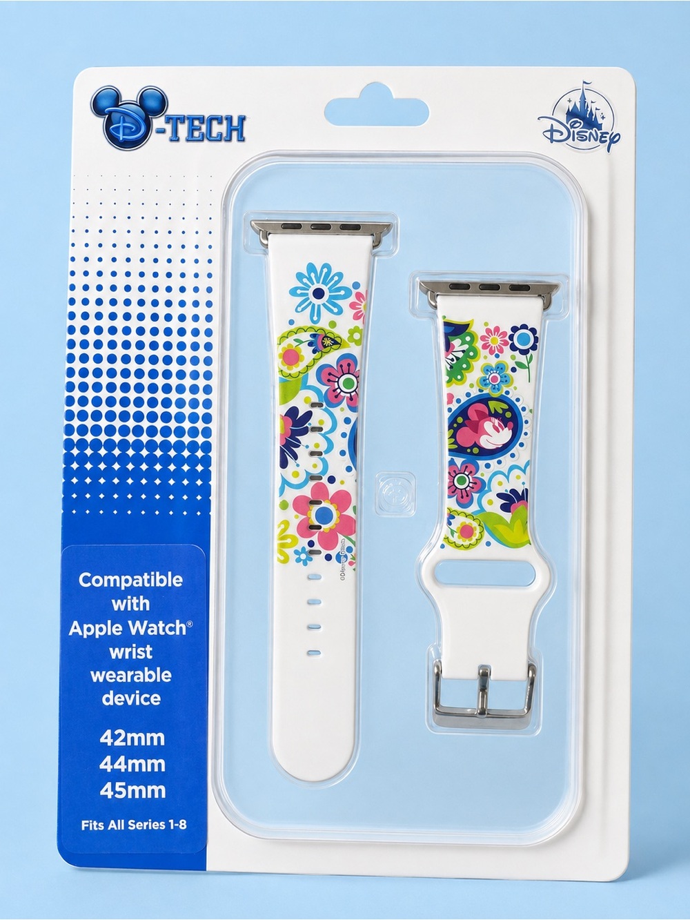 Disney White Floral Graphic Apple Watch wrist Band 42mm 44mm 45mm series 1-8